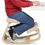 WUDLEP Silla ergonómica para rodillas de madera negra, solución de escritorio para aliviar el dolor de espalda y cuello y mayor comodidad