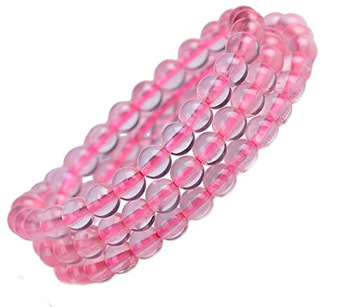 Natural pink crystal loose beads, round beads and hibiscus crystal semi-finished DIY accessories.Brazil transparent pink crystal loose beads, 10mm, crystal,
