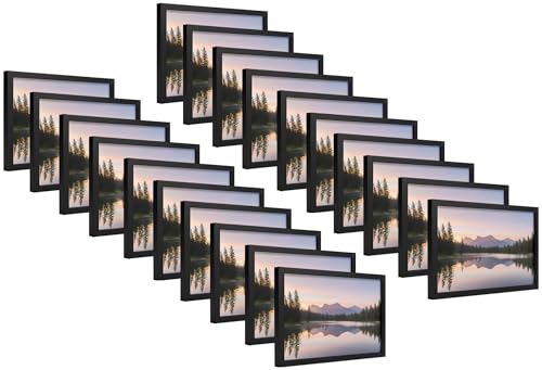Image of 4x6 Inch 20 PCS Classic Black Wooden Photo Frame - Lightweight Gallery Style, 0.5mm Unbreakable Acrylic Front, Wall & Tabletop Display | Perfect for Home & Office Decor
