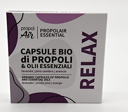Relax - Cápsulas de propóleos BIO con aceites esenciales: lavanda, pino arola, naranja. Ayuda a...