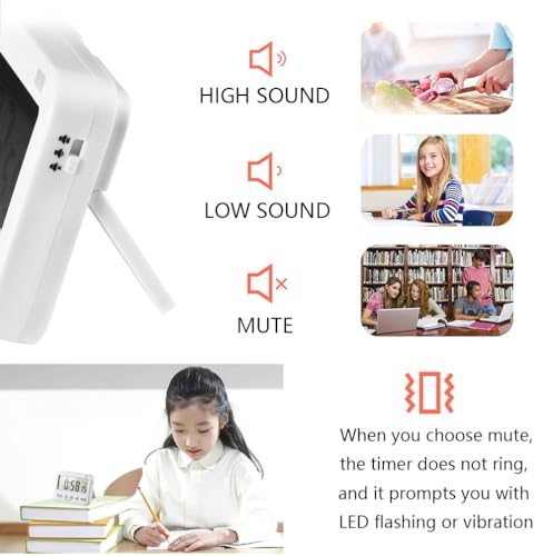 GH 99 Hours Digital Timer, Silent, Sound, Vibriting, Countdown, Count Up, Loop, Alarm, Clock, Small Timer for Study, Classroom, Office, Meditation, Lab, Sleep, Desk - Image 3