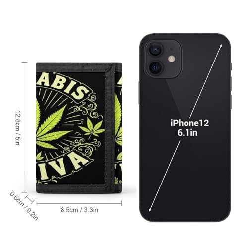 Cute Small Green Weed Leaf Flag Art Wallet for Women, Portable Wallets with ID Pockets, Compact Trifold Wallet for Outdoor Travel2