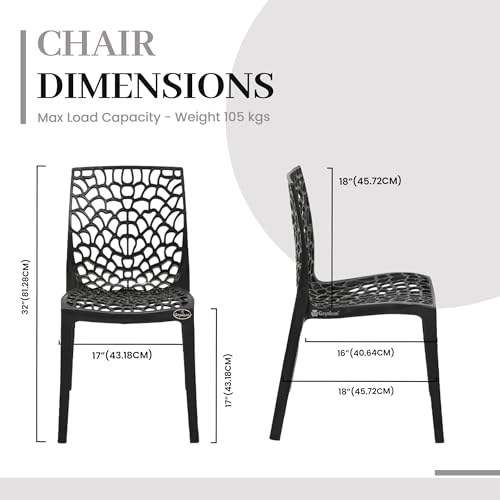 Image of Web Plastic Chair Living Room Without Arm Chair (Jali) Gloss Finish Chair Home, Office, Restaurant, Cafe, Garden, Stackable Chair (3, Black, Standard)