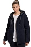 Seitliche Einschubtaschen Ulla Popken Damen große Größen Übergrößen Plus Size Strickfleece-Jacke, Teddyfleece, 2-Wege-Zipper, Reflektor marine 46+ 812880130-46+