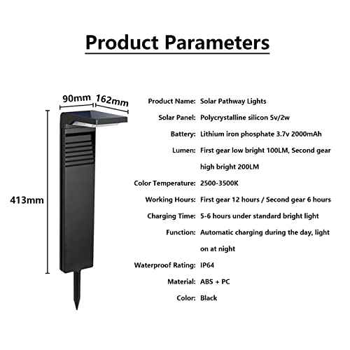 Cattlite Solar Outdoor Lights,L-Shaped Black Solar Pathway Lights,Ip65 Waterproof Solar Garden Lights,For Path Patio Yard Walkway Warm White-2 Pack #TOP4