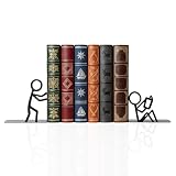 Fermalibri creativi in metallo, 1 paio di fermalibri decorativi, colore nero, per libri, DVD, antiscivolo, per scaffale, ufficio, biblioteca, casa e scuola