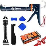 Caulk Gun Kit, Smooth Silicone Caulking Gun and Caulk Remover Tool, Sealant Finishing Tool Grout Scraper for Kitchen Bathroom Window Sink Joint, All in One with Gift Box