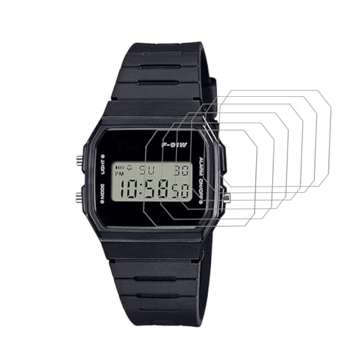 Tznzxm [6-Pack] Compatible with Casio F91W / F-91W Watch Screen Protector- HD Clear, Anti-Scratch, Bubble-Free, Anti-Fingerprint PET Film, Case Friendly
