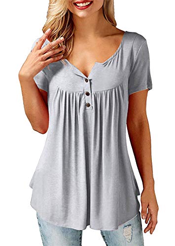 Florboom Short Sleeved Tunic Women Longshirts Swing Tops Baggy Grey Plus Size 22 24