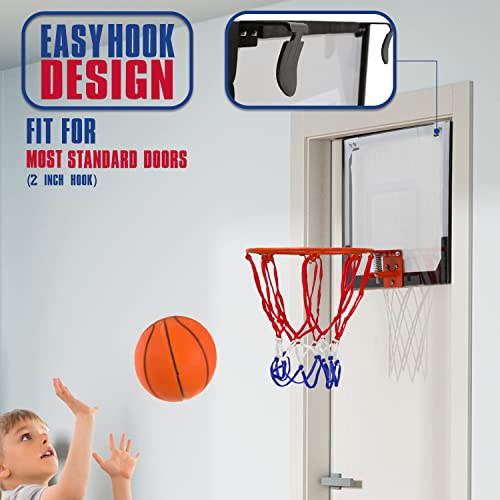 Monibloom Wall-Mounted Basketball Hoop Transparent Board 18" X 12" Sports Mini Basketball Hoops Adults Indoor Over The Door Mini Hoop Perfect Game Accessory For Garage Bedroom Office, White #TOP3