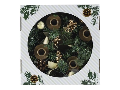 Traditional Advent Wreath with White Ribbons and Pine Cones by Vermont Christmas Company - Advent Candle Holder - Durable Construction - Thumbnail 3