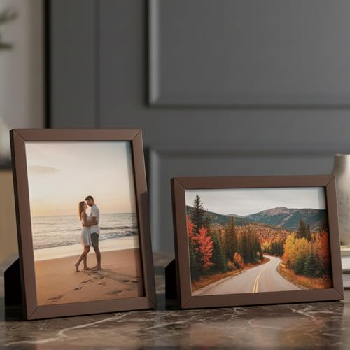 Image of 4x6 Inch Wooden Photo Frame | Fits 4x6 Photos | 0.5 mm Unbreakable Acrylic Front | Wall & Tabletop Display | Lightweight Gallery Style Frame for Home & Office (30, Rich Brown)