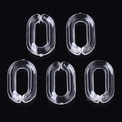Beadthoven 100pcs Transparent Acrylic Linking Rings Oval Quick Link Connectors for Curb Chains Purse Eyeglass Chain DIY Craft Making 15x9x3mm (Clear)