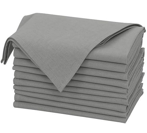 Ruvanti Linen Napkins Set of 12, Linen Cotton Blend 18”x18” - Wild Dove