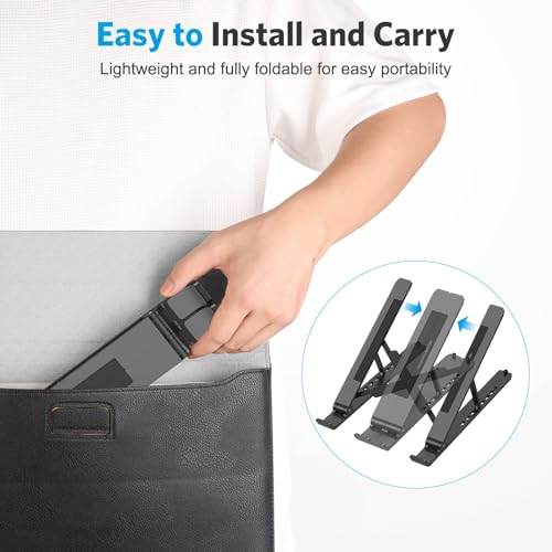 Portable Laptop Stand, OMOTON Laptop Stand for Desk Ergonomic 7-Levels Angles Adjustable Computer Stand, ABS Laptop Riser Holder Compatible with All Laptops and iPad(10-15.6") - Image 6
