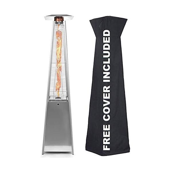 Outdoor patio propane space heater 48000 btu pyramid propane heater outdoor heater portable heater patio heater propane wwheels protective cover avenlur stainless steel  urban country home decor