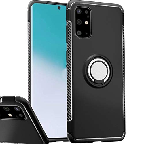 Orancio Galaxy S20 ケース スマホリング カーボン調 TPU PC カバー 落下防止機能付き シンプル スタイリッシュ SC-51A ブラック