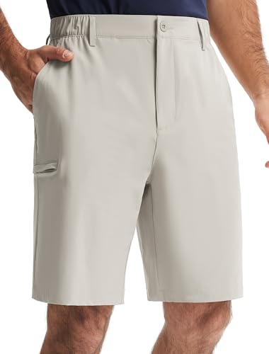 Image of Libin Mens Golf Shorts 9" UPF 50+ Lightweight Dress Work Summer Outdoor Shorts Quick Dry Casual Flat Front Dry Fit Stretch Shorts with Pockets for Travel, Tennis, Hiking Light Grey,Size 34