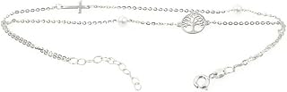 Bracelet Arbre de Vie Argent pour Femme, Réglable 16+5cm avec Cercle & Chaîne Arbre de Vie en Argent, Idéal Cadeau de Noël, Anniversaire, Fête des mères - 1 pièce,