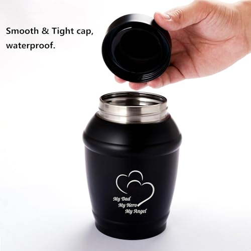 Image of Medium Sharing Urns for Human Ashes for Men / /Male /Dad /Father | 5.7 Inch Black Heart Urns for Human Ashes,Memorial Token Urn with Velvet Bag - A Perfect Tribute & Gift for Families