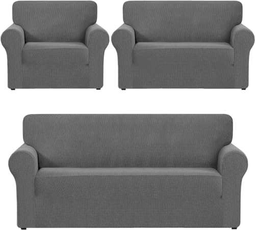 Opiniones de Cubre salas economicas disponible en línea. 41 Polyblanc Fundas para sillones Ajustables | Cubre Salas 3 Piezas | Cubre Sillon Impermeable | Cubre Sofa de Alta Elasticidad | Juego de 3 Cubre sillones en Varios Colores | (Gris...
