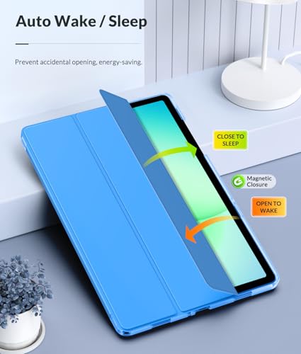 Image of MoKo Case for Samsung Galaxy Tab A11+ Plus 11 inch 2025, Blue Wave | Fit Samsung Galaxy Tab A9+ Plus 2023 with Soft TPU Translucent Back Protective Cover Trifold Stand Case, Auto Wake /Sleep