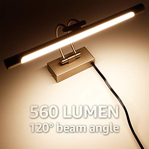 Leonlite Swivel Led Picture Light, Plug-In & Hardwired, Cri90, Full Metal Picture Frame Lighting For Wall Art, Painting, Swing Arm Artwork Lamp For Portrait, Bookshelf, 3000K Warm White, Satin Nickel #TOP4