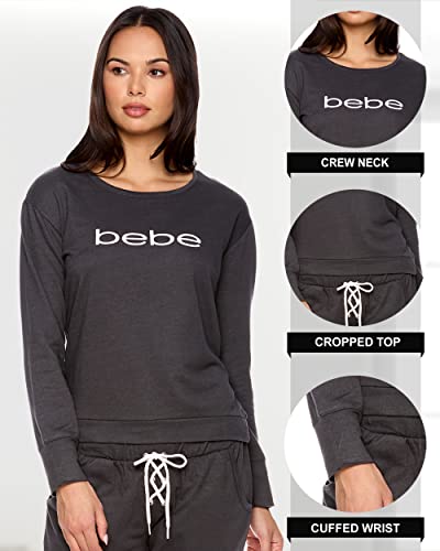 Bebe Womens Pajama Sets - French Terry Pajamas For Women With L/S Pullover And Pj Pants With Pockets (Charcoal, Small) #TOP1