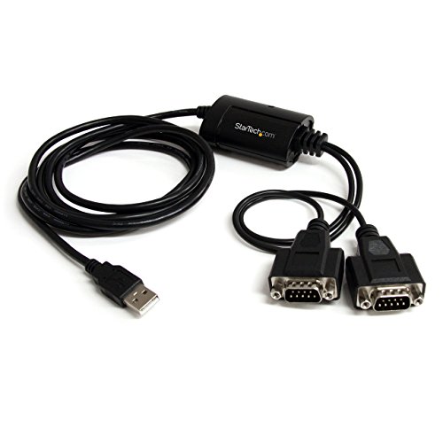 StarTech.com ICUSB2322F Câble adaptateur FTDI USB vers 2 ports série DB9 RS232 de 1,8 m avec mémorisation du port de communication - M/M Cover