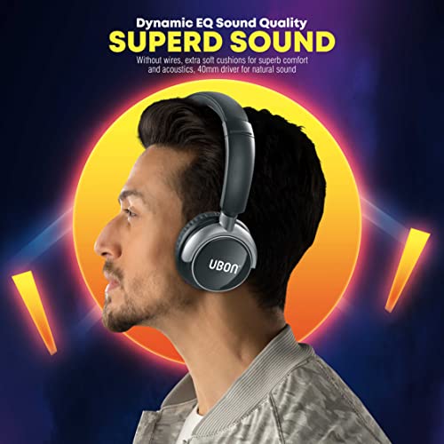 Image of UBON Wireless Headphone with Mic, Beatles GBT-5605, On-Ear Portable Bluetooth Headset with Up to 8 Hours Playtime, Support SD Card, Aux Port, 40mm Driver, Hi-Fi Music & Deep Bass(Black)