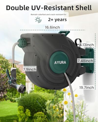 1/2" x 100' AYURA Retractable Garden Hose Reel - image 7