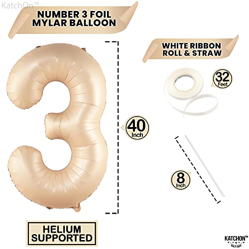 Image of KatchOn Number 3 Balloon Caramel 40 Inch