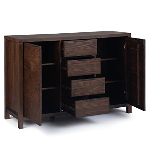 SIMPLIHOME-Hollander-Solid-Pine-Wood-54-inch-Contemporary-Modern-Sideboard-Buffet-and-Wine-Rack-in-Warm-Walnut-Brown-features-2-Doors-4-Drawers-and-2-Cabinets-with-Large-storage-spaces SIMPLIHOME Hollander Solid Pine Wood 54 inch Contemporary Modern Sideboard Buffet and Wine Rack in Warm Walnut Brown features 2 Doors 4 Drawers and 2 Cabinets with Large storage spaces