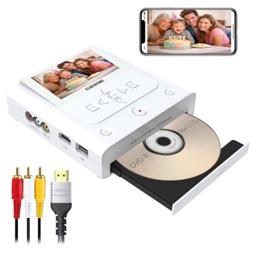 VHS to DVD Recorder, DVD Recorder with HDMI & AV Input, Convert VHS, VCR, Hi8 and Camcorder to DVD, USB, SD or HDD, No PC Needed, 4.3' LCD Preview, Phone Video/Photo to DVD/USB/SD/HDD App Copy