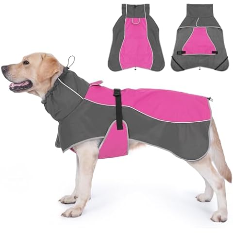 HezzLuv Waterproof Dog Raincoat with Fleece Cover