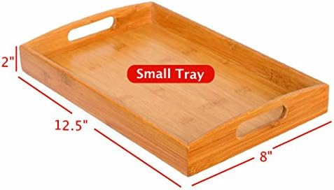 BirdRock Home 3 pc Breakfast Bed Tray (Rounded) - Bamboo - Cut Out Handles - Set of 3 - Bamboo - Nesting