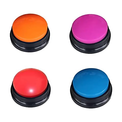 Artist Unknown 4 Color Voice Recording Button, Dog Buttons for Communication Pet Training Buzzer, 30 Second Record & Playback, Funny Gift for Study Office Home - 4 Color Packs Cover