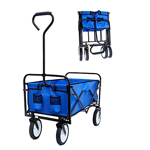 Carretilla Plegable para Jardín, Carro de Camping, Carretilla de Compras Plegable con Bolsa Lateral y Bolsa de Almacenaje, Azul miniatura 1