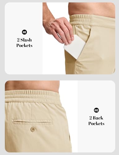 Rdruko Men's Lightweight Casual Pants Slim Fit Cotton Linen Pants Elastic Waist Summer Beach Pants with Pockets4