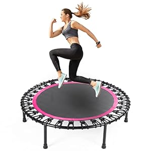 Rebounder Trampoline for Adults,40 inch Mini Trampoline, Bungee Rebounder Exercise Trampoline for Adults Fitness -Pink…
