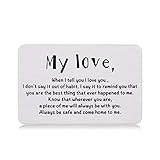 TI-EDC Father Gifts for Husband from Wife I Love You Gifts Engraved Wallet Card Insert for Boyfriend Girlfriend Men Women Christmas Anniversary Wedding for him Birthday Romantic Stocking Stuffers
