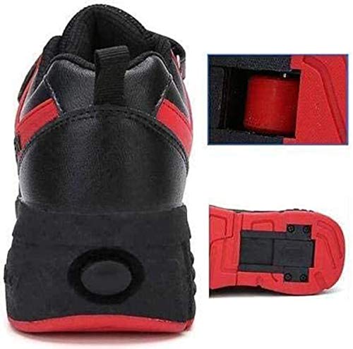 Outdoor Skates Deformed Roller Skates Boys And Girls Two Wheel Adjustable Telescopic Roller Skates Comfortable And Breathable Entertainment Roller Skates/436 (Color : Red, Size : 35)