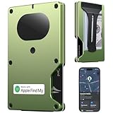 Slim Wallet for Men, Air Wallet Build in Airtag Chip, Smart Wallet Compatible with Apple Find My iOS Only, Minimalist Front Pocket Wallet RFID-Blocking Card Holder with Money Clip (Green)
