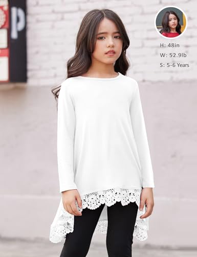 Image of Arshiner Girls Tunic Tops Casual Basic Loose Soft Swing Pullover Long Blouse T-Shirt Tee