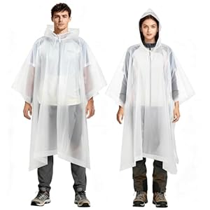 2 pack of Rain Ponchos, EVA Portable Adults Waterproof Ponchos, Reusable raincoat with Hoods for Camping, Hiking Travel, Amusement Parks, Festival Mac