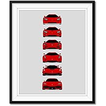 Custom Car Posters Handmade Poster compatible with Koenigsegg Generations and Print of Koenigsegg CCR, CCX, Agera, Regera, Jesko, Gemera - Red, 24x36 Satin Print Unframed