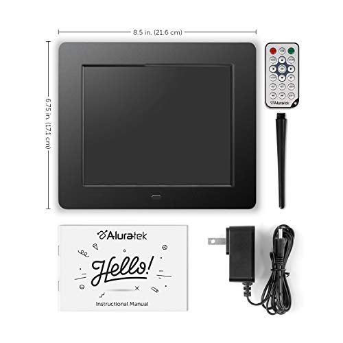 Aluratek 8" Lcd Digital Picture Frame, 4Gb Built-In Memory, Usb/Sd/Sdhc Supported, Stylish Slim Modern Black Frame, Built-In Clock & Calendar #TOP5
