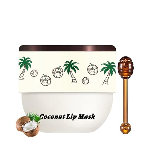 TIRDET 1 PCS Bee Lip Balm Honey Pot, Exfoliating Coconut Sleeping Lip Mask Overnight with Sticks, Prevention Dry Hydrating and Crack Scrubs