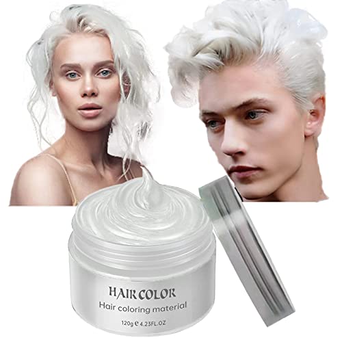White Temporary Hair Dye Color Wax,Hair Color Dye,Acosexy 4.23Oz Instant Hairstyle Mud Cream,Natural Hair Spray Coloring Wax Material Disposable Hair Styling Clays Ash For Kids Cosplay,Party,Masquerade,Halloween (White) #TOP7