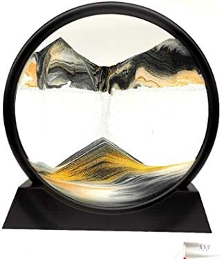 LotCow Flowing Sand Painting Moving Sand Round Glass 3D Deep Sea Sand Painting Artistic Landscape for Home Ornament Desktop Art Bookshelves Decoration(Black,7 Inches)